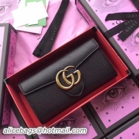 Grade Gucci GG Marmont Matelasse Leather Wallet 400586 Black