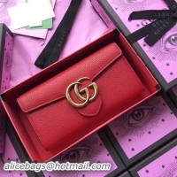 Classic Hot Gucci GG Marmont Matelasse Leather Wallet 400586 Red