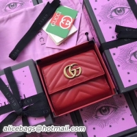 Grade Quality Gucci GG Marmont Matelasse Wallet 474802 Red
