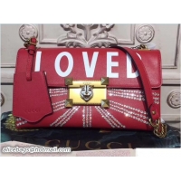 Good Product Gucci Crystal Embellished Shoulder Bag 477330 Loved Red 2017