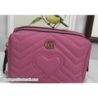 Feminine Gucci GG Marmont Cosmetic Case Bag 476165 Dark Pink 2018