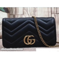 Unique Style Gucci GG Marmont Leather Mini Bag 488426 Black 2018