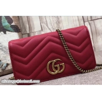 Unique Discount Gucci GG Marmont Leather Mini Bag 488426 Red 2018