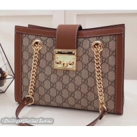 Sumptuous Gucci Padlock GG Supreme Canvas Shoulder Small Bag 498156 Brown 2018