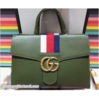 Sumptuous Gucci Web GG Marmont Top Handle Bag 476470 Green 2018