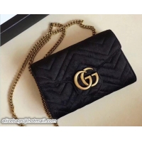 Sumptuous Gucci Velvet GG Marmont Matelassé Chevron Mini Bag 474575 Black 2018