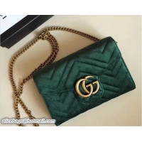 Pretty Style Gucci Velvet GG Marmont Matelassé Chevron Mini Bag 474575 Green 2018