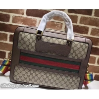 Well Crafted Gucci GG Supreme Briefcase Bag With Web 484663 Brown 2018