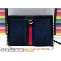 Traditional Discount Gucci Structured Shape Ophidia GG Small Shoulder Bag 503877 Suede Dark Blue 2018