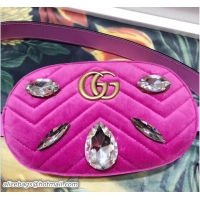Most Popular Gucci Chevron Velvet GG Marmont Belt Bag 476434 Pink 2018