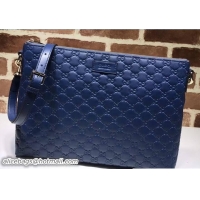 Lower Price Gucci Signature Leather Soft Men's Messenger Bag 473882 Blue