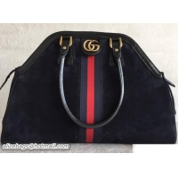 Shop Duplicate Gucci GG Tote Bag 501015 Web Suede Black Spring 2018