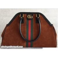 Traditional Specials Gucci GG Tote Bag 501015 Web Suede Brown Spring 2018