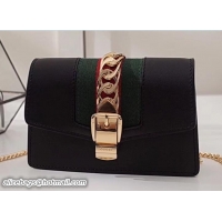 Stylish Gucci Sylvie Web Leather Mini Chain Bag 494646 Black 2018