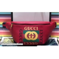 Fashion Gucci Print Leather Vintage Logo Belt Bag 493869 Red 2018