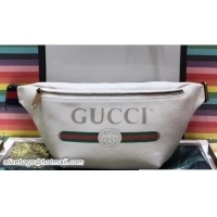 Top Grade Gucci Print Leather Vintage Logo Belt Bag 493869 White 2018