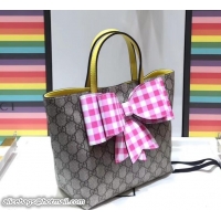 Grade Gucci Children's Check Bow GG Tote Bag 501804 Yellow 2018
