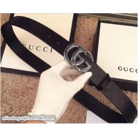 Most Popular Gucci Signature Leather Belt with Double G Laser Cut Buckle Silver Hardware 20814 2018