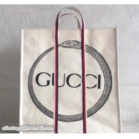 Good Product Gucci Cotton Canvas Ouroboros Print Tote Bag 484690 2018
