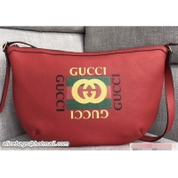 Well Crafted Gucci Vintage Logo Print Half-Moon Hobo Bag 523588 Red 2018
