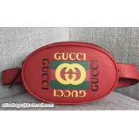 Durable Gucci Print Leather Vintage Logo Belt Bag 476434 Red 2018