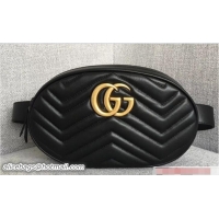 Grade Quality Gucci GG Marmont Matelasse Leather Belt Bag 491294 Black 2018
