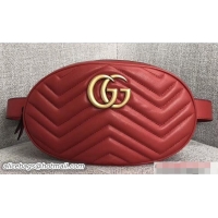Crafted Gucci GG Marmont Matelasse Leather Belt Bag 491294 Red 2018