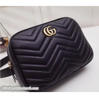 Sophisticated Gucci GG Marmont Matelassé Chevron Leather Belt Bag 523380 Black 2018