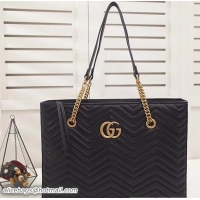 Sumptuous Gucci GG Marmont Matelassé Medium Tote Bag 524578 Black 2018