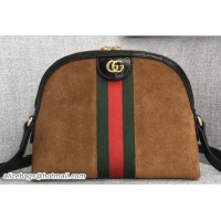 Good Quality Gucci Domed Shape Ophidia Web GG Small Shoulder Bag 499621 Suede Brown 2018