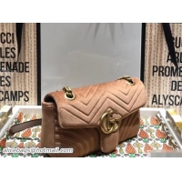 Top Grade Gucci GG Marmont Matelassé Chevron Small Chain Shoulder Bag 443497 Velvet Taupe 2018