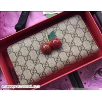 Perfect Gucci GG Supreme Zip Around Wallet With Cherries 476049 2018