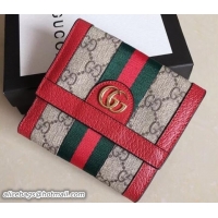 Best Grade Gucci Ophidia GG Web French Flap Wallet 523173 Red 2018