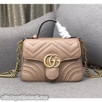 Crafted Gucci GG Marmont Mini Top Handle Bag 547260 Dusty Pink 2018