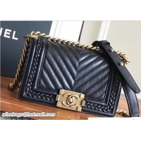 Big Discount Chanel Chevron Boy Braided Small Flap Bag A58993 Black Cruise 2018