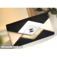 Durable Chanel Color Block Flap Wallet 31230 Black