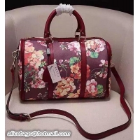 Original Cheap Gucci Blooms GG Canvas Boston Bags 247205 Burgundy