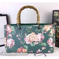 Pretty Style Gucci Bamboo GG Supreme Shopper Tote Bag 323660 Green