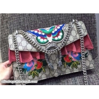 Big Discount Gucci Butterfly and Flowers Embroidered Dionysus GG Supreme Small Bag 400249 2016