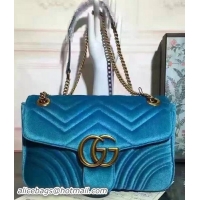 Good Product Gucci GG Marmont Velvet Shoulder Bag 443497 Blue