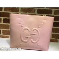 Good Looking Gucci Embossed GG Leather Tote Medium Bag 453561 Light Pink