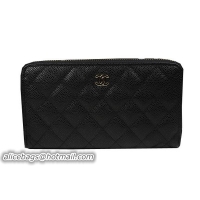 Chanel Matelasse Zip Around Wallet Black Cannage Pattern A50097 Gold