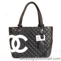 Chanel Cambon White CC A25169 Black Shoulder Bags