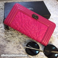 Boy Chanel Camellias Wallet Sheepskin Leather CHA301705 Rose