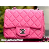 Chanel Classic MINI Flap Bag Rose Sheepskin A37585 Silver