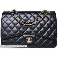 Chanel Maxi Quilted Classic Flap Bag Black Sheepskin A58601 Gold