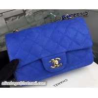 Chanel mini Classic Flap Bag Blue Nubuck Cannage Pattern CHA5500 Gold