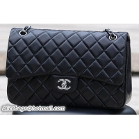 Chanel Jumbo Classic Black Sheepskin Flap Bag A58600 Silver