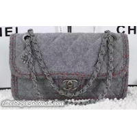 Chanel Classic Flap Bag Flannelette A95006 Grey