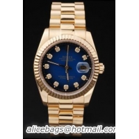Rolex Datejust Mechanism Golden Bezel Blue Surface Watch-RD2438